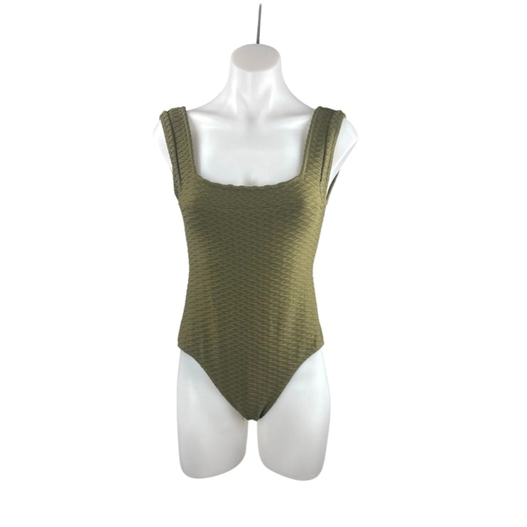 Paula Beachwear Swordfish Solid Green Sleeveless One Piece Swimsuit Swimwear L