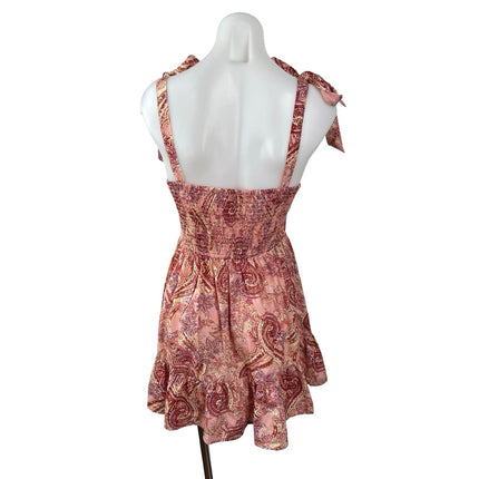 BOG Collection Pink Coral Floral Paisley Bustier Fit & Flare Mini Dress Size M