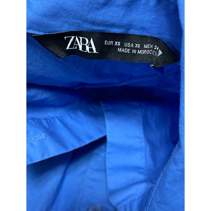 Zara Women's Royal Blue Collared Long Sleeve Button Down Shirt Blouse Top Sz XS