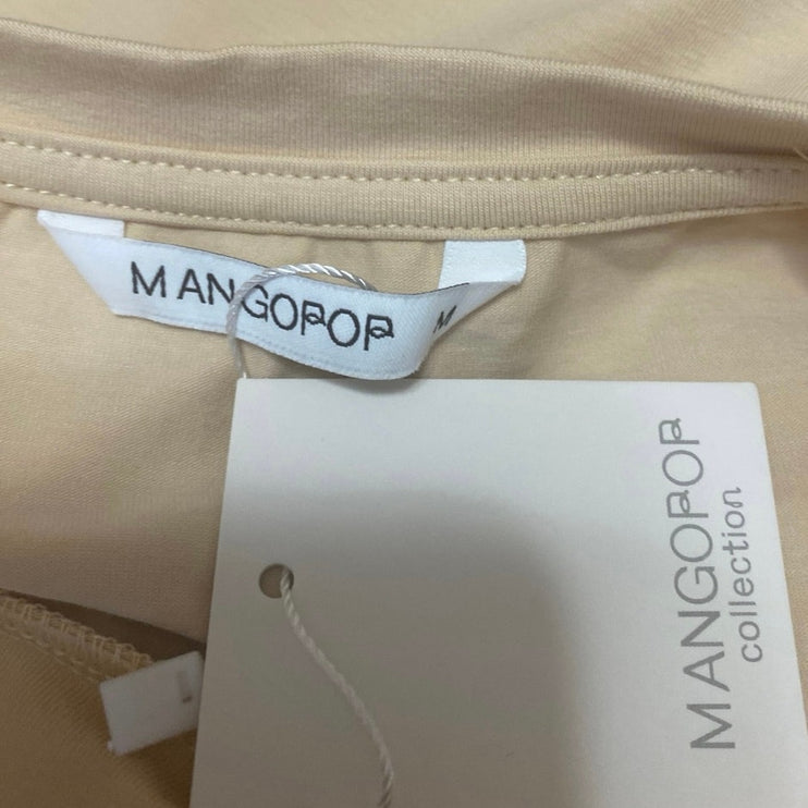 NEW Mangopop Beige Nude Short Sleeve Crew Neck T Shirt Tee Bodysuit Top Size M