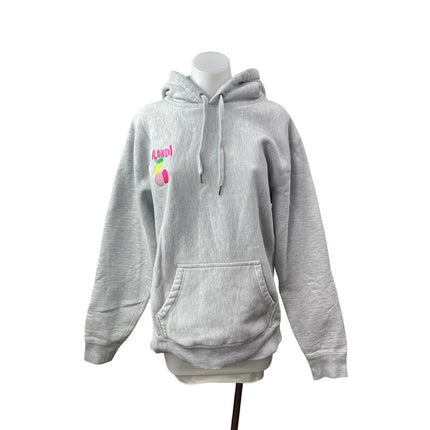 Blondi Women's Gray Fleece Embroidered Long Sleeve Hoodie Sweatshirt Top Size L