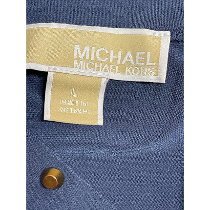 Michael Kors Navy Blue Gold Studded Sleeveless V Neck Tank Blouse Top Size L