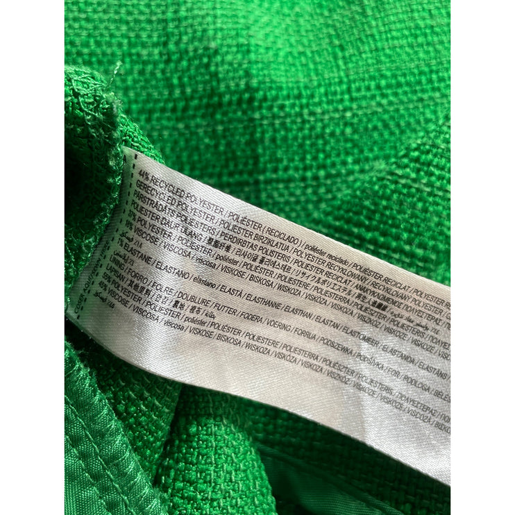 MNG Mango Women Green Tweed High Rise Straight Palazzo Wide Leg Trousers Pants 6