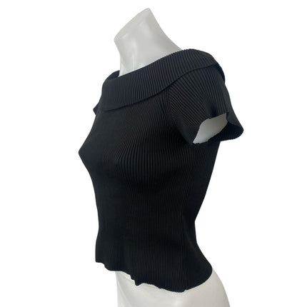 Urban Outfitters Black Ribbed Off the Shoulder Short Sleeve Crop T-shirt Top M