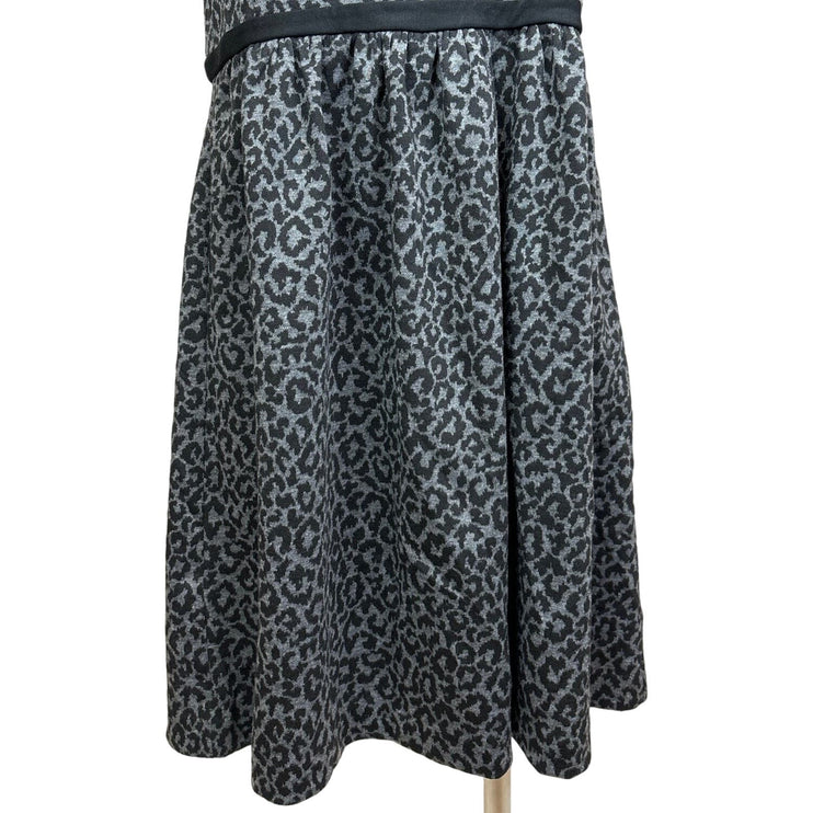 Ann Taylor LOFT Black Gray Leopard Animal Print Short Sleeve A Line Dress Size 8