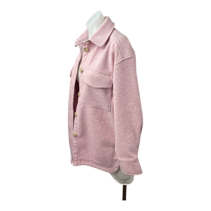 H&M Women's Pink Marled Collared Long Sleeve Button Down Shacket Coat Jacket XS