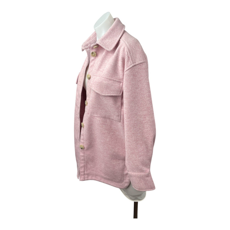 H&M Women's Pink Marled Collared Long Sleeve Button Down Shacket Coat Jacket XS