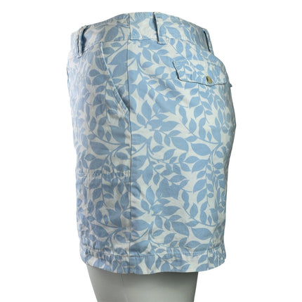 St. John's Bay Womens Blue White Floral Mid Rise MiniSkirt Shorts Skort Size 16
