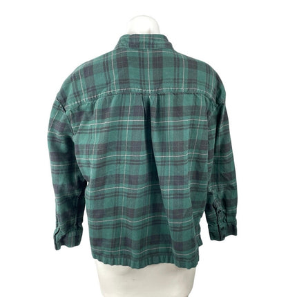 Madewell Women's Green Plaid Check Collared Long Sleeve Button Down Shirt Top M