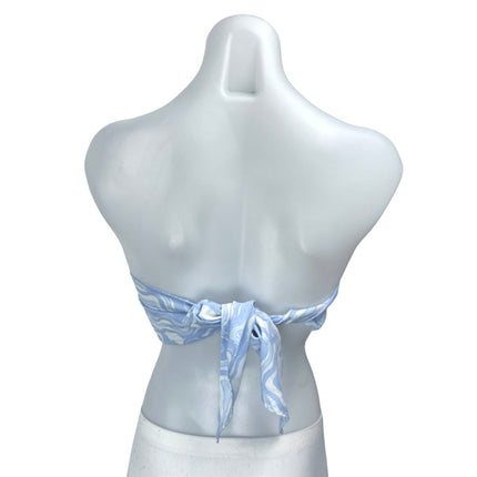 Abercrombie & Fitch Blue Marble Sleeveless Tie Back Bandeau Crop Tube Top Size S