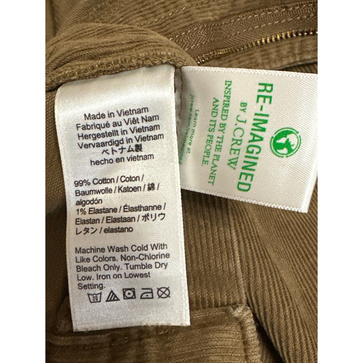 J.Crew 770 Men's Tan Corduroy Straight Fit Trousers Chino Khaki Pants Size 33x30