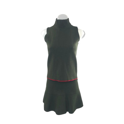 Zara Green Sleeveless Knit Tank Top & Mini Skirt Yoga Athletic Activewear Set S