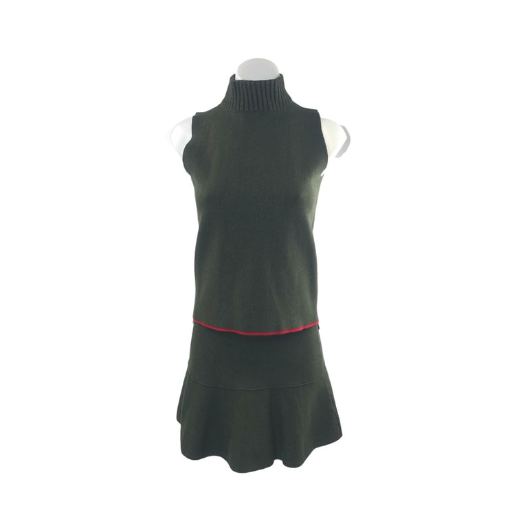 Zara Green Sleeveless Knit Tank Top & Mini Skirt Yoga Athletic Activewear Set S