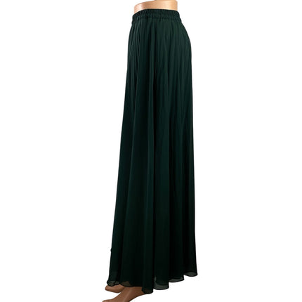 Club Monaco Women's Dark Green Chiffon Sheer Flowy A-line Maxi Skirts Size S