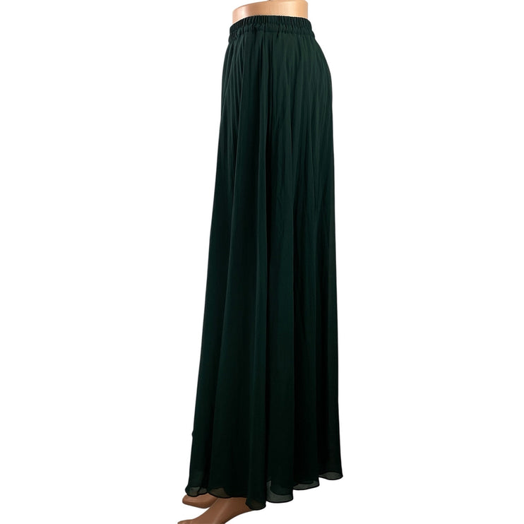 Club Monaco Women's Dark Green Chiffon Sheer Flowy A-line Maxi Skirts Size S