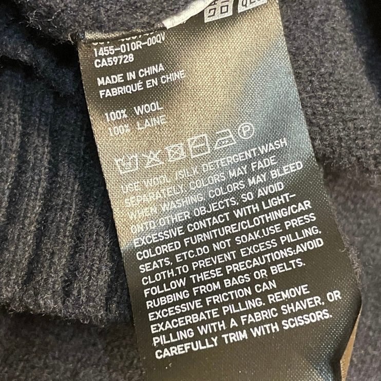 Uniqlo 100% Wool Men's Blue Knitted Long Sleeve Crew Neck Sweatshirt Sweater M