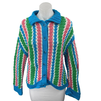 Zara Women's Multicolor Striped Long Sleeve Button Down Cardigan Sweater Top S