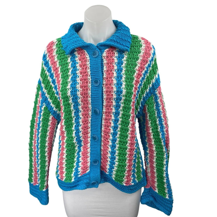 Zara Women's Multicolor Striped Long Sleeve Button Down Cardigan Sweater Top S