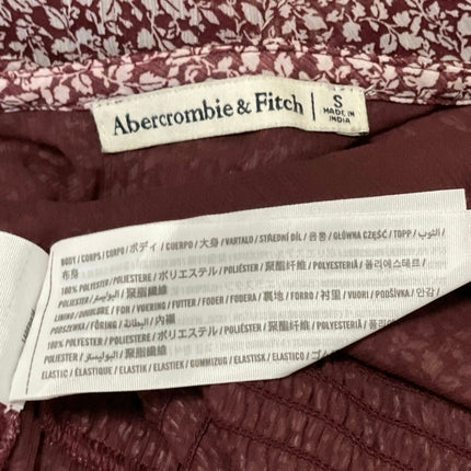 Abercrombie & Fitch Maroon Red Floral Long Sleeve V Neck Smocked Blouse Top S