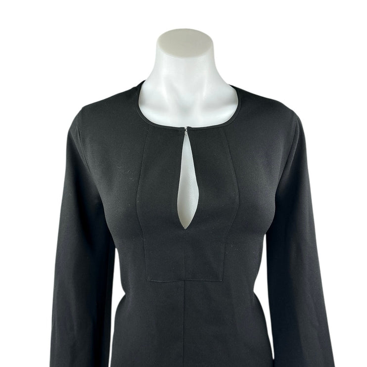 BCBGMaxazria Giulianna Black Long Bell Sleeve Open Back Lace Romper Shorts S