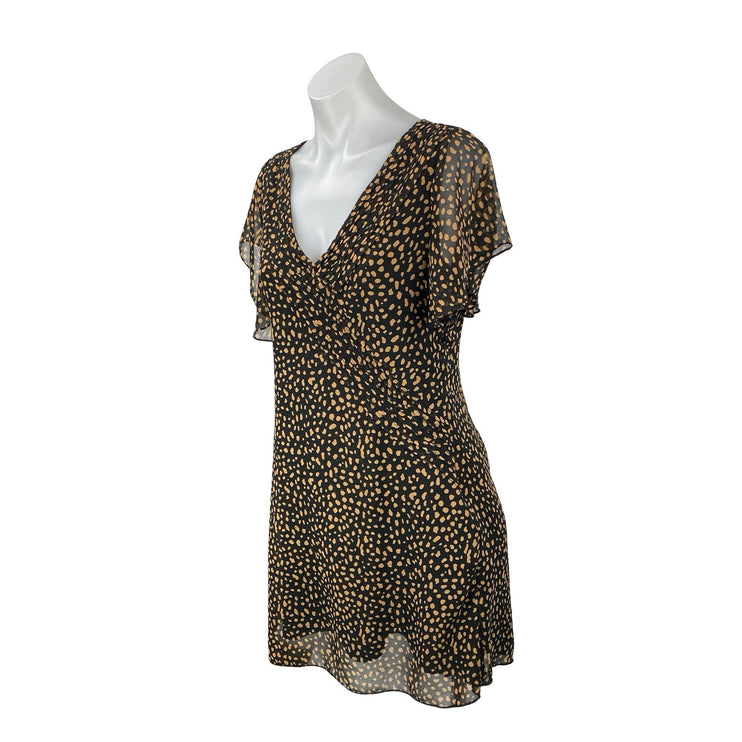 Urban Outfitters Rosalee Women's V Neck Flutter Sleeve Mini Flare A-Line Dress M