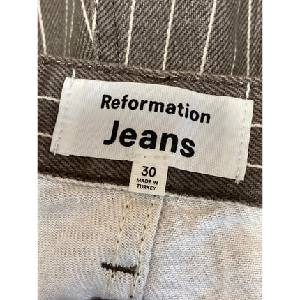 Reformation Wilder Striped High Rise Baggy Barrel Wide Leg Denim Jeans Pants 30