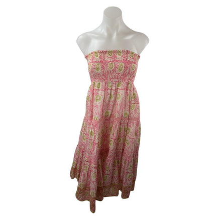 Alicia Bell Pink Floral Sleeveless Strapless Tiered Smocked Maxi Tube Dress XS