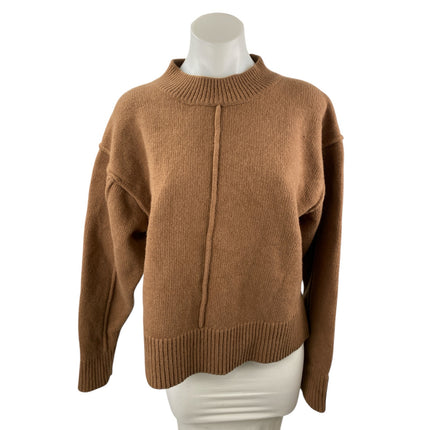 H&M Wool Cashmere Womens Brown Mock Neck Long Sleeve Sweatshirt Sweater Top Sz S