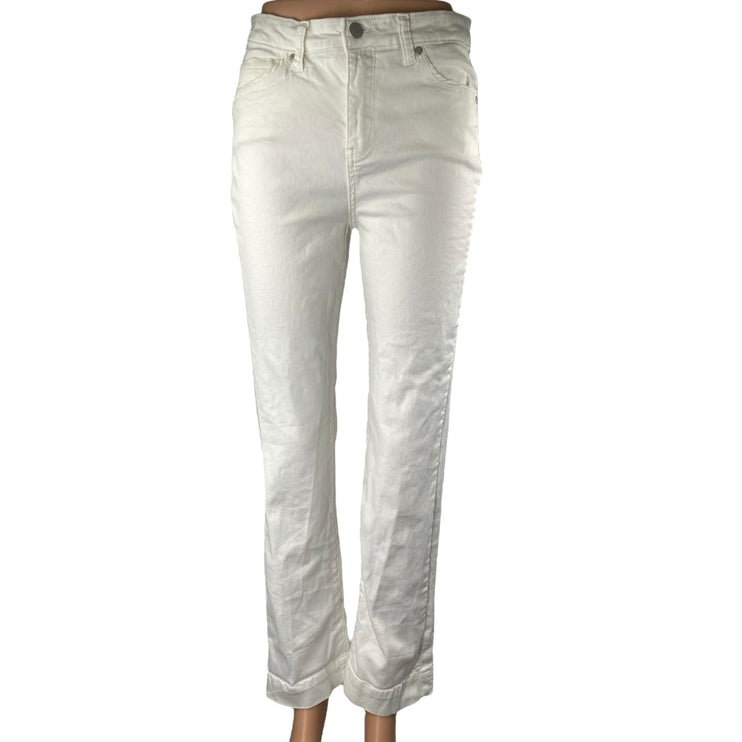 Elle Jeans Curves Women's White High Waisted Bootcut Flared Pants Denim Jeans 40