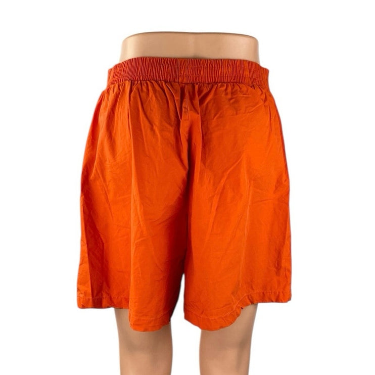 Ichi Women's Orange Elastic High Waist Wide Leg Casual Lounge Sweat Shorts Sz 38