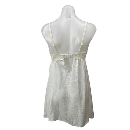 Etam Women's White Sleeveless Lace Chiffon Babydoll Camisole Nightgown Dress M