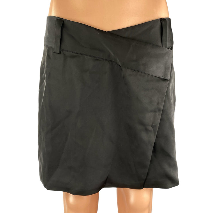 NEW Cotton Candy LA Womens Black Draped Folded Mini Asymmetrical Wrap Skirt Sz L