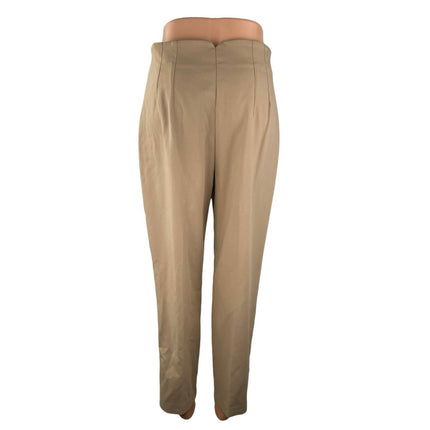 Zara Women's Tan Khaki Beige High Rise Tapered Leg Trousers Dress Pants Size M