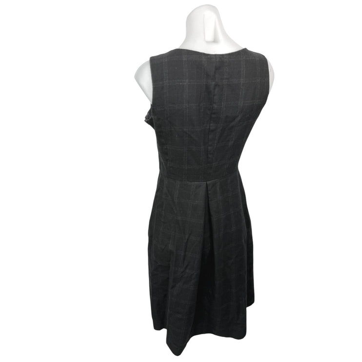 Brooks Brothers Black 100% Wool Jumper Plaid Pleated A Line Mini Dress Size 4