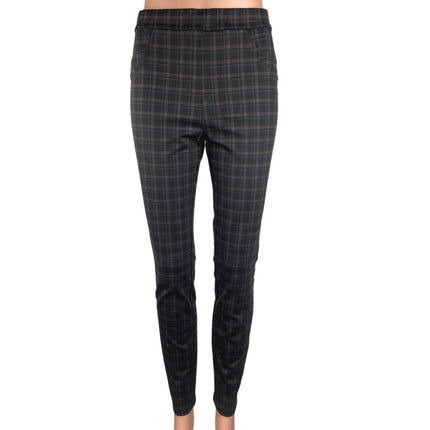 Anthropologie Sanctuary Black Plaid Skinny Fit High Rise Pull On Trouser Pants M