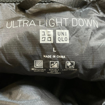 Uniqlo Ultra Light Down Black Quilted Sleeveless Long Tank Sweater Vest Top Sz L