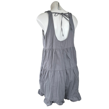 Wishlist Gray Sleeveless Tiered Ruffle Hem Button Front Romper Shorts Size S