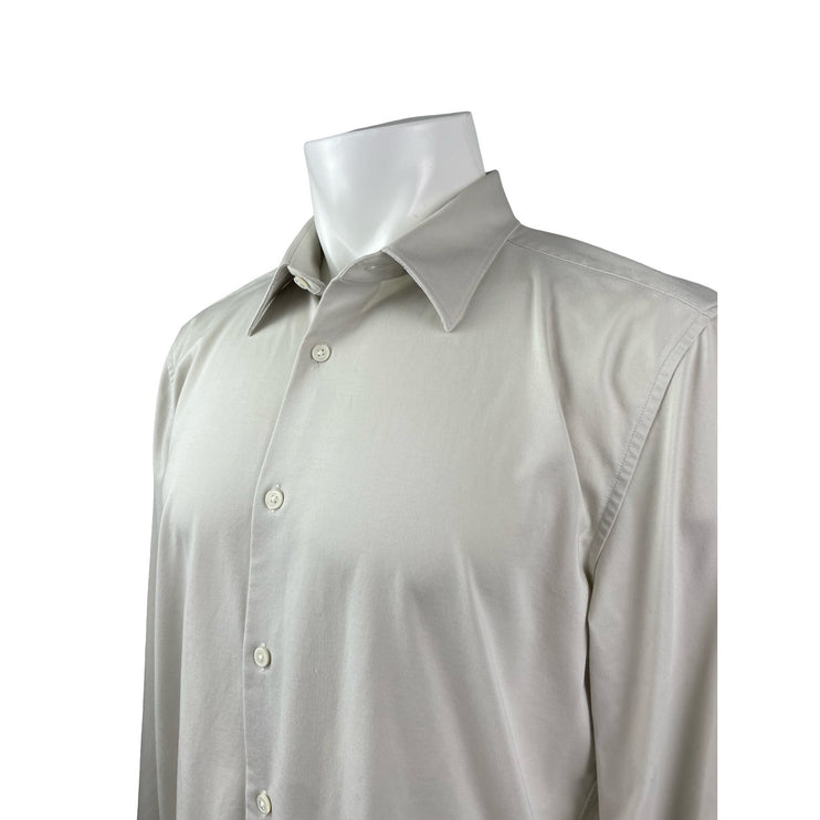 Theory Sylvain Men's Gray Long Sleeve Knit Casual Button Down Shirt Top Size XL