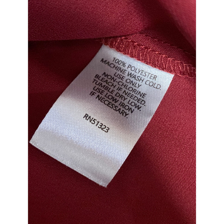Halogen Women's Red Silk Satin Sleeveless Mock V Neck Tank Blouse Top Size XS