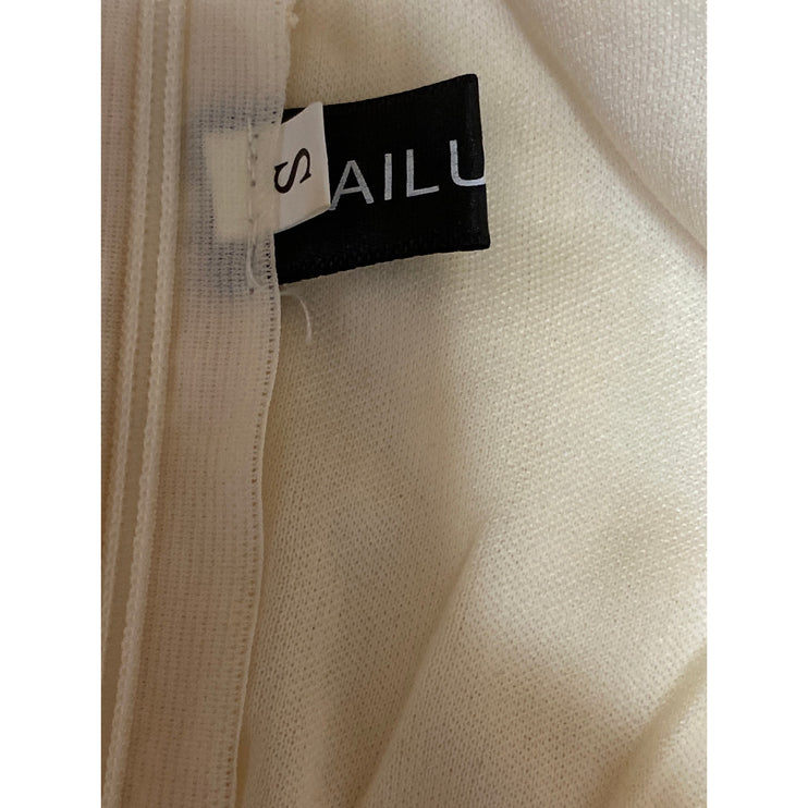 Ailunma Women's Beige Cream Long Sleeve Mesh Beaded A Line Mini Dress Size S