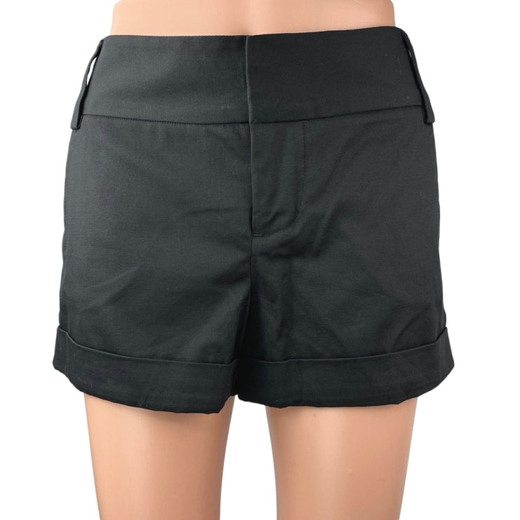 Alice + Olivia Women's Black Mid Rise Cuffed Basic Casual Mini Shorts Size 6