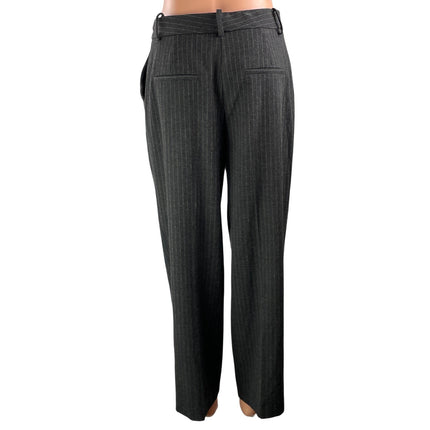 Zara Women's Black Pinstripe High Rise Pleated Wide Leg Trousers Pants Size S