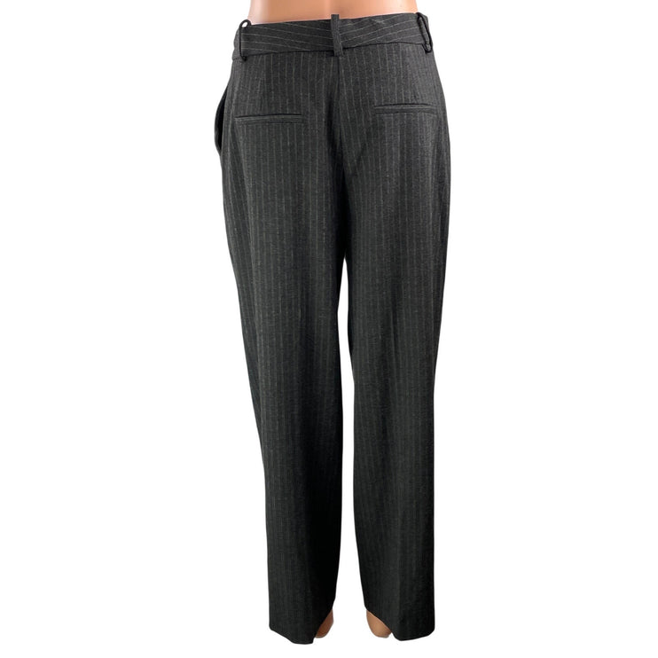 Zara Women's Black Pinstripe High Rise Pleated Wide Leg Trousers Pants Size S