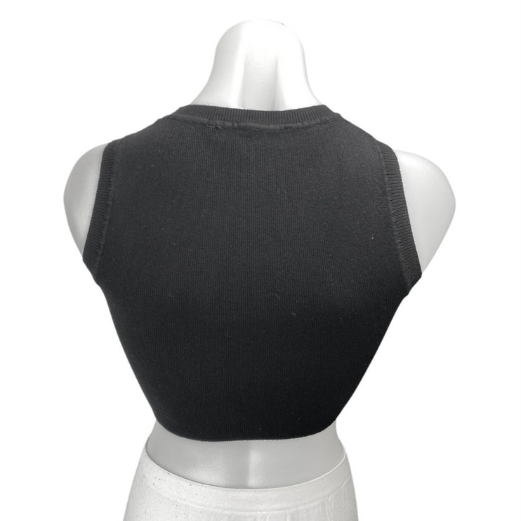 Zara Women's Black Sleeveless Crew Neck Cami Camisole Tank Crop Top Size S
