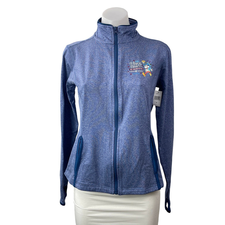 NEW Disney Parks Blue Long Sleeves Full Zip Embroidered Logo Athletic Jacket M