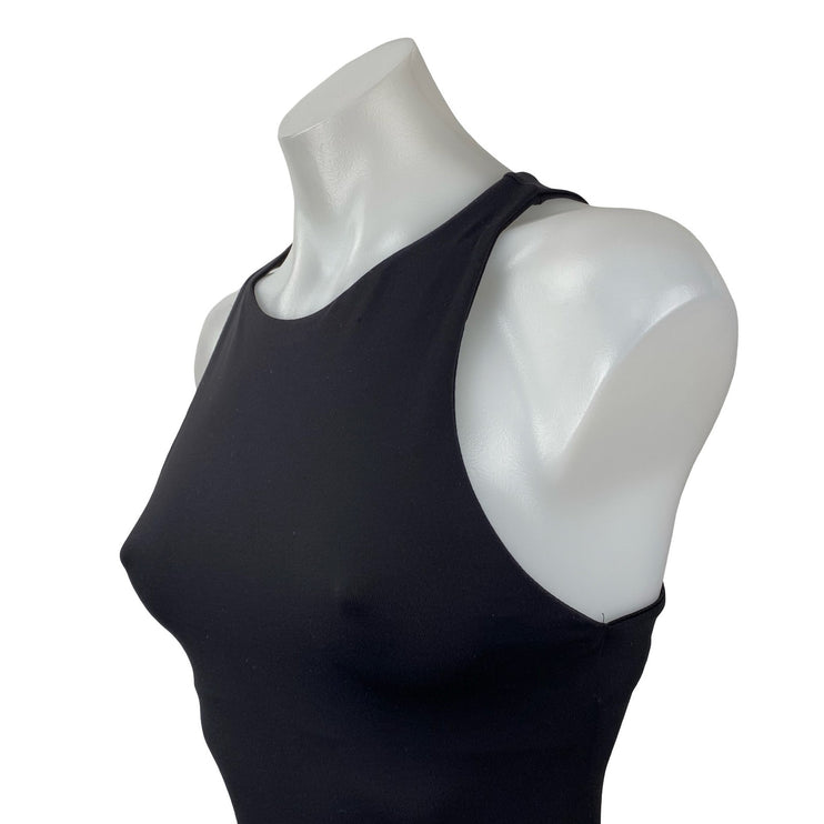 Zara Women's Black Sleeveless High Neck Tank Cami Thong Bodysuit Top Size S