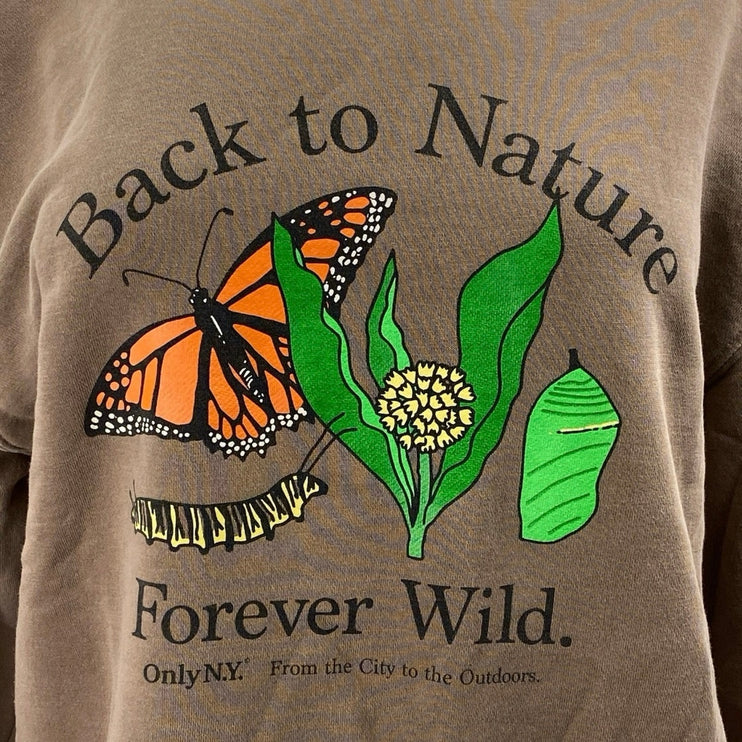 OnlyNY Women's Brown Graphic Print Butterfly Long Sleeve Sweatshirt Top Size L