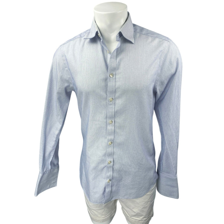 Charles Tyrwhitt Men's Blue Extra Slim Long Sleeve Button Down Shirt Top 15.5/L