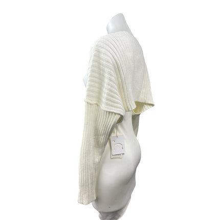 NEW Commense Cream Ribbed Knit Dolman Long Sleeve Cropped Cardigan Sweater XS