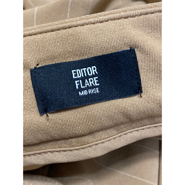 Express Editor Women's Tan Beige Khaki High Rise Flare Trousers Pants Size 6